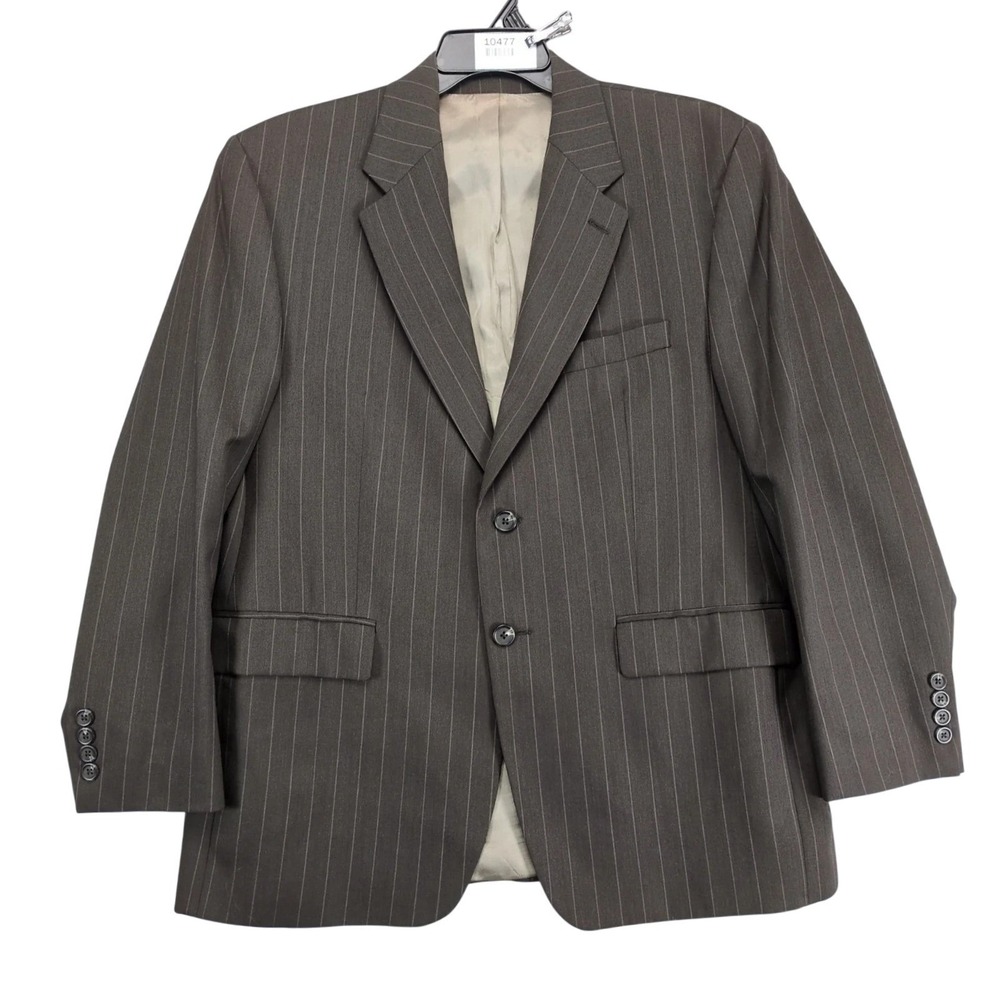 Vintage Chaps Ralph Lauren Brown Pinstripe Wool Cashmere Blazer 44 Classic Retro